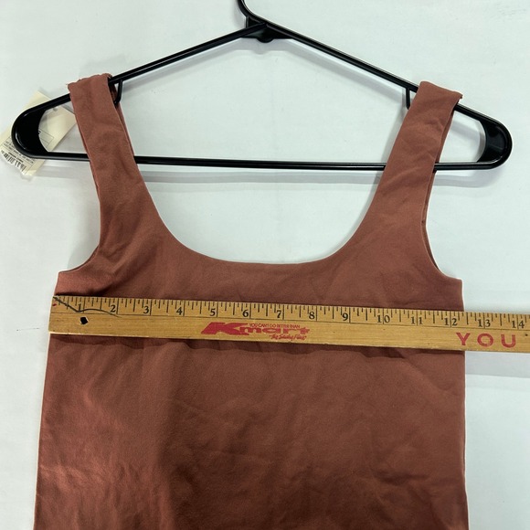 Rust Brown Scoop Neck Stretch Bodysuit XS Minimal Capsule Layering - Picture 5 of 6